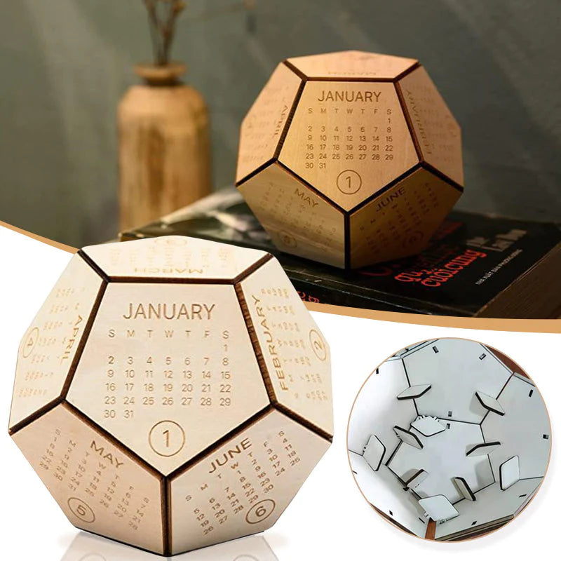 DIY Wooden Desk Calendar 2023/Dodecahedron - 12 Months