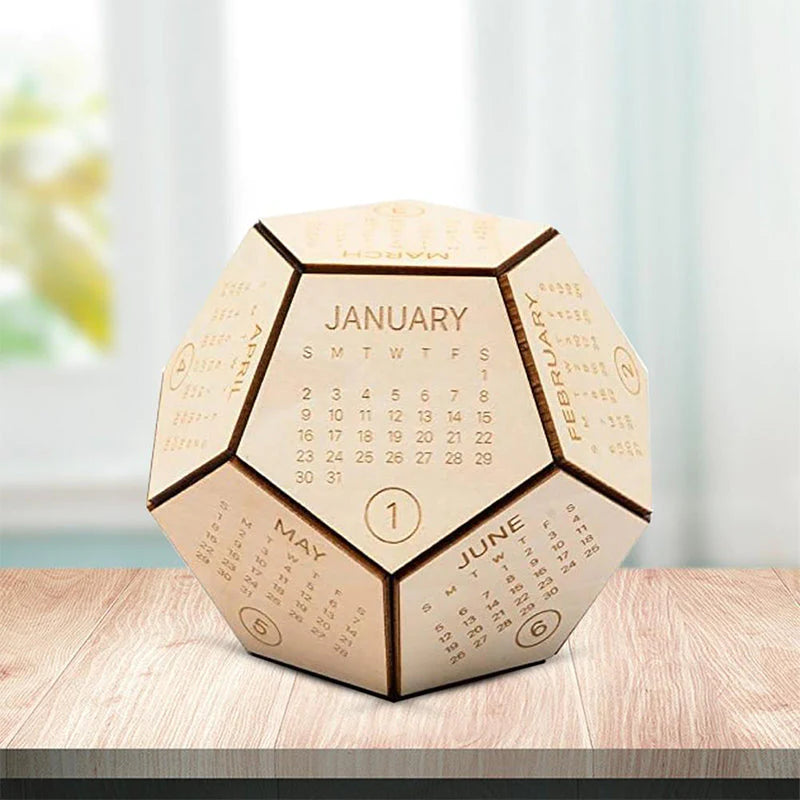 DIY Wooden Desk Calendar 2023/Dodecahedron - 12 Months