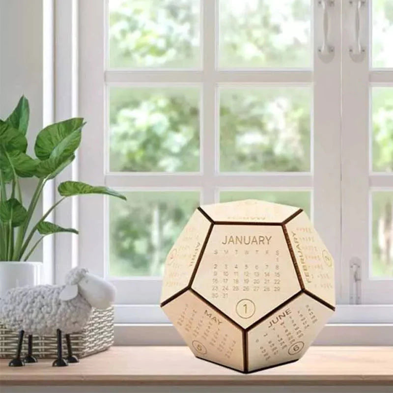 DIY Wooden Desk Calendar 2023/Dodecahedron - 12 Months