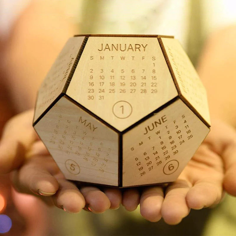 DIY Wooden Desk Calendar 2023/Dodecahedron - 12 Months