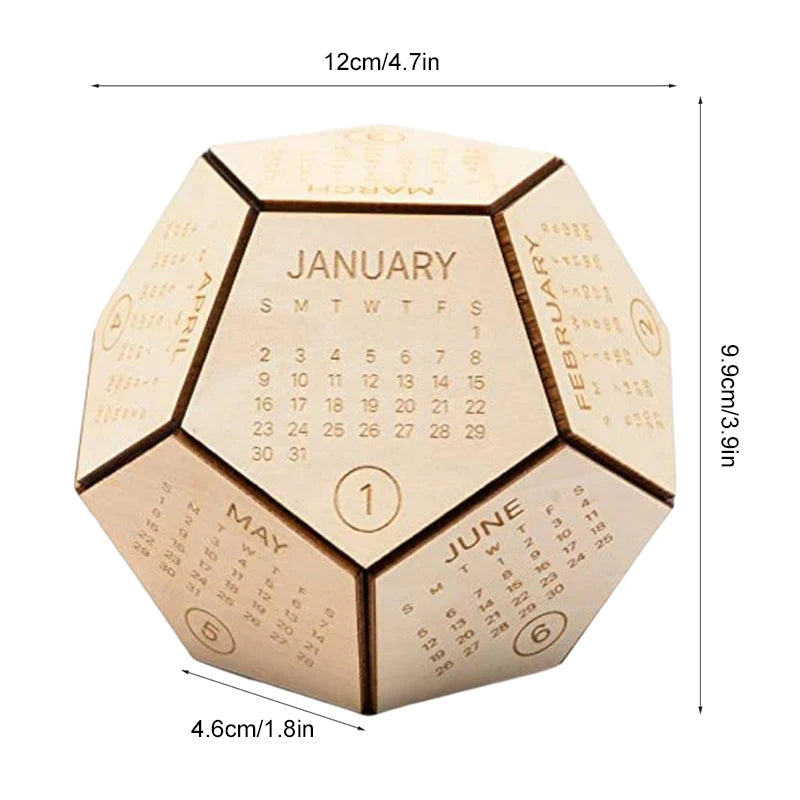 DIY Wooden Desk Calendar 2023/Dodecahedron - 12 Months