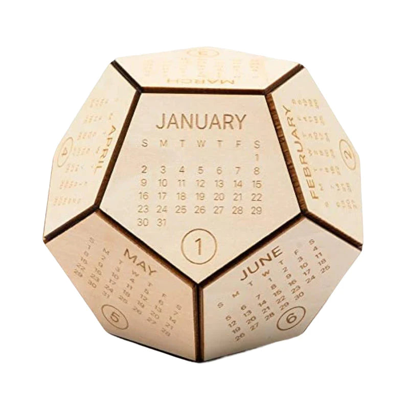 DIY Wooden Desk Calendar 2023/Dodecahedron - 12 Months