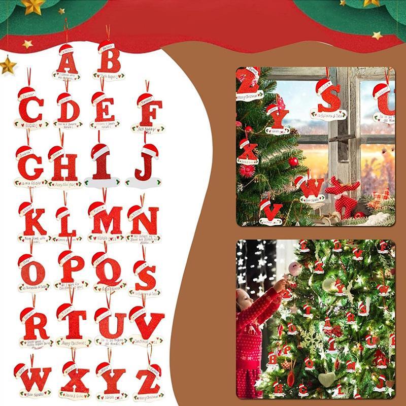 Gepersonaliseerde Kerstmis 24 letter ornamenten