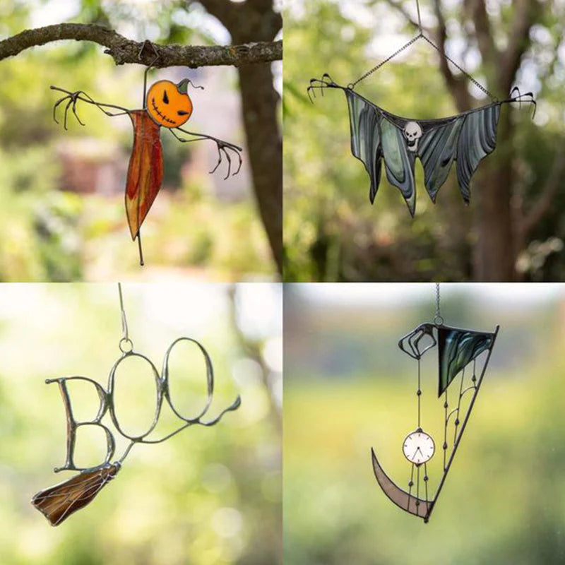 Grappige glas-in-lood raamhangers