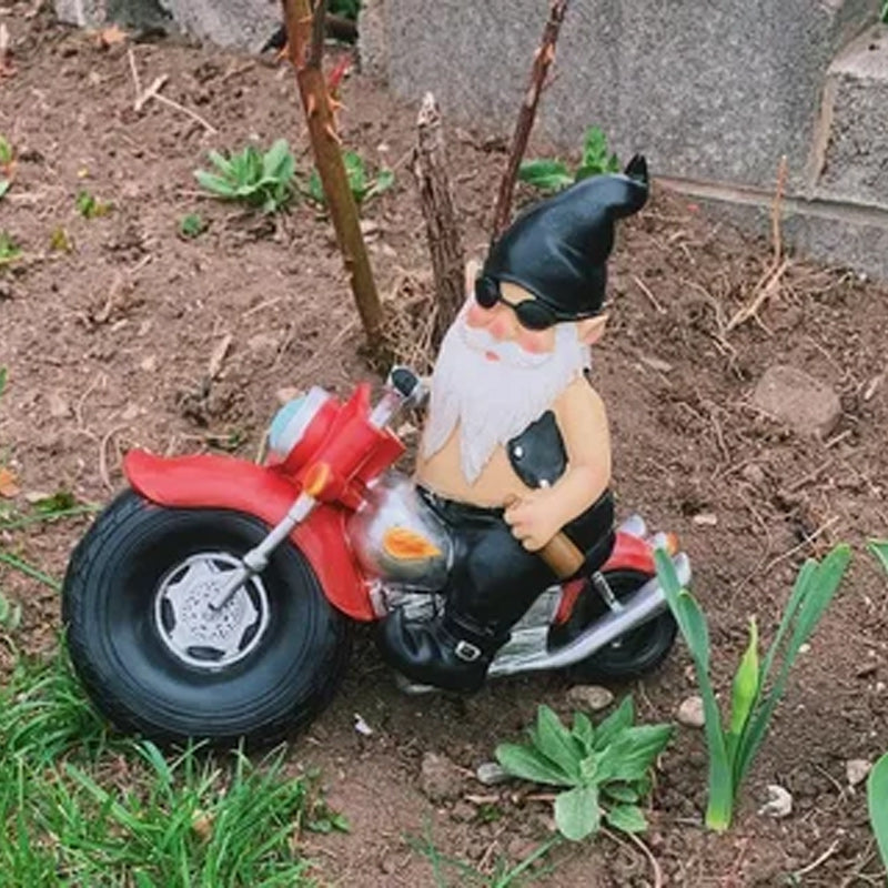 Het standbeeld van de Biker Gnome