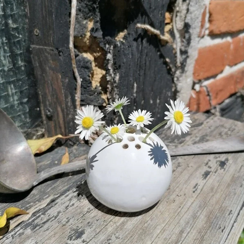 handgemaakte vaas bloem stenen tafel decor