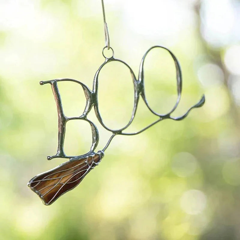 Grappige glas-in-lood raamhangers